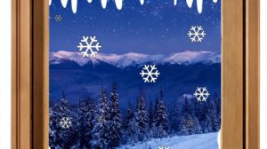 decorazioni invernali finestre innevate