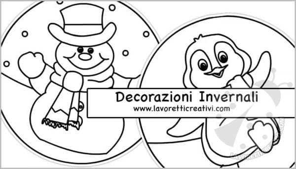 disegni pupazzo neve e pinguino