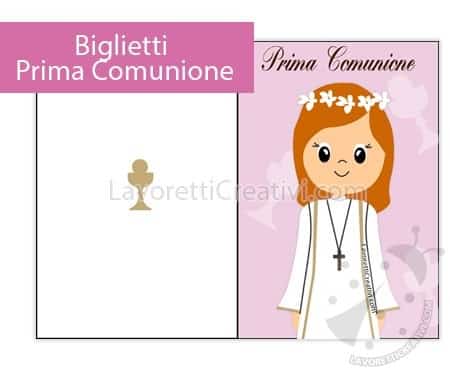 Biglietto Prima Comunione Per Bambina A Colori Lavoretti Creativi