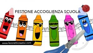 Festone accoglienza con pastelli a cera