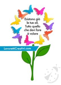 Cartellone con fiore e farfalle 3D