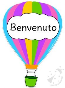 Mongolfiera con la scritta Benvenuto per la parete