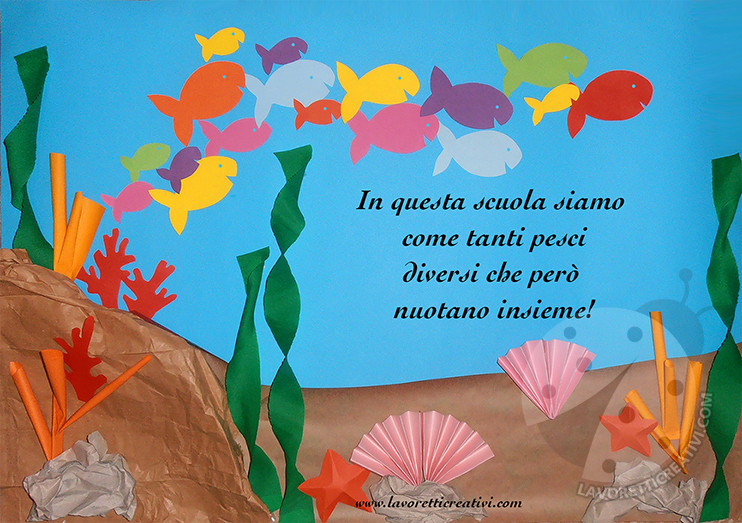 Addobbi aula scuola Cartellone con fondale marino 7 cartellone mare frase5