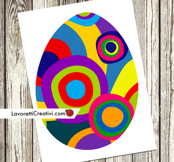 Uovo di Pasqua con cerchi colorati in stile Kandinsky 8 uovo pasqua stile Kandinsky