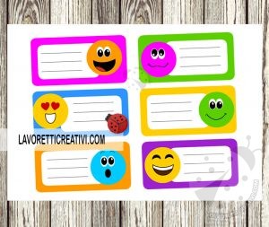 Etichette con emoticon per quaderni