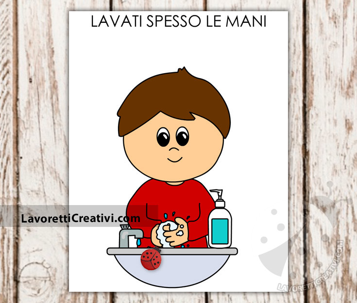 Cartello lavati spesso le mani scuola infanzia