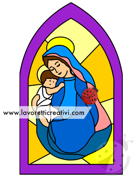 Madonna con Bambino disegno a colori