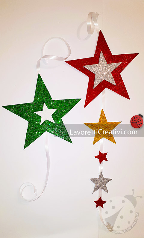 Stelle glitter per decorazioni natalizie 7 stelle gomma eva