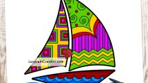 Barca a vela con linee astratte colorate