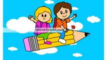bambini matita volante