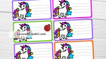 etichette quaderni unicorno