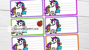 etichette quaderni unicorno
