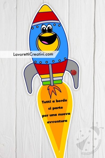 Accoglienza a tema spazio 10 Segnalibro a forma di razzo per l’accoglienza a scuola
