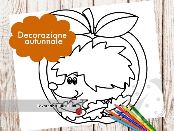 Decorazione autunnale con riccio da colorare 7 decorazione autunnale riccio