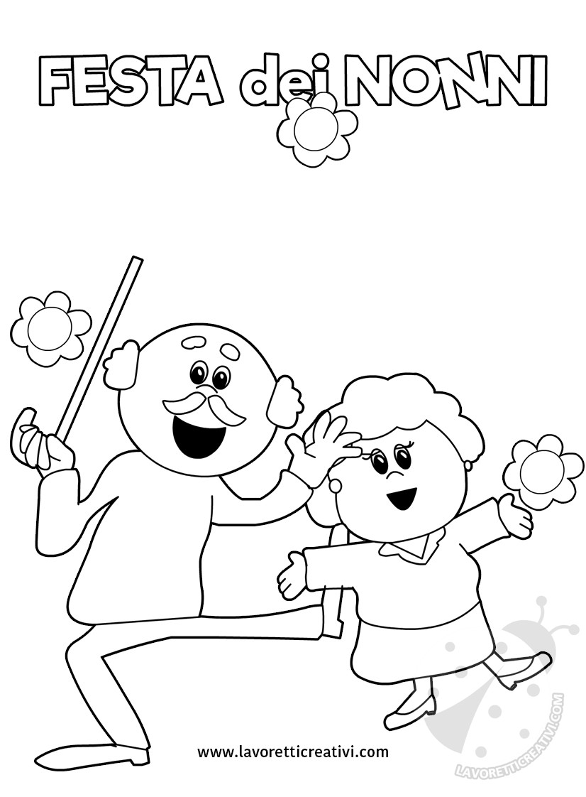 disegno nonni felici