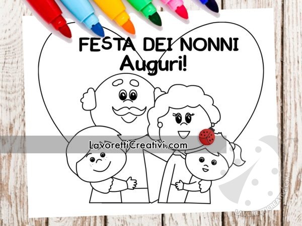 Nonni e nipoti da colorare