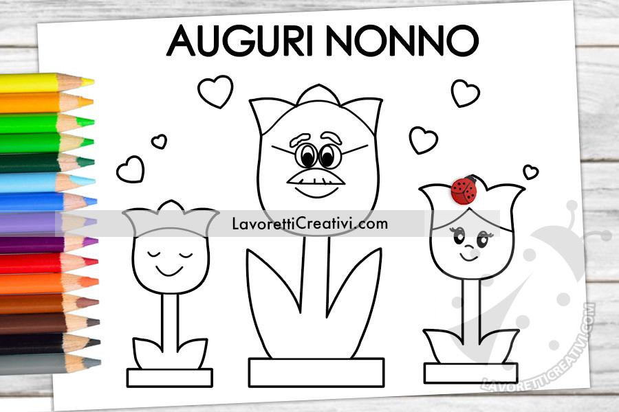 disegno festa dei nonni con tulipani