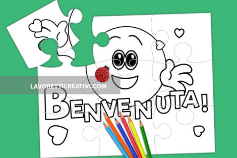 Puzzle Benvenuta con smile da colorare