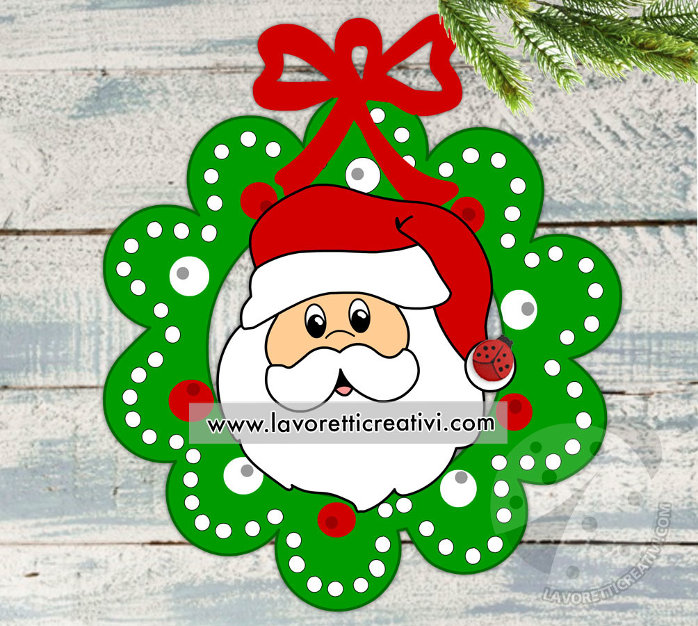 Ghirlanda con Babbo Natale da stampare 7 decorazioni natalizie 2021 da appendere in classe