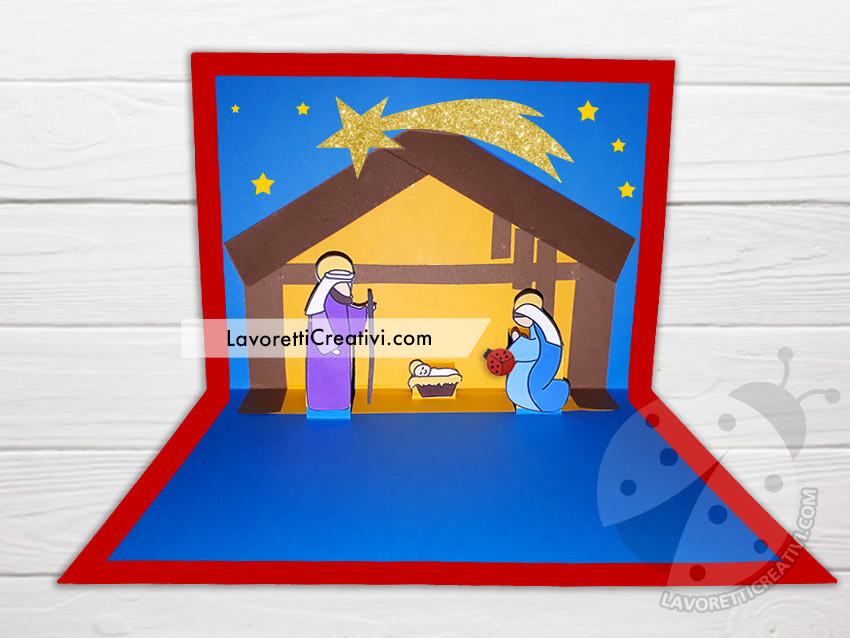 Biglietto di Natale pop up con natività - Lavoretti Creativi