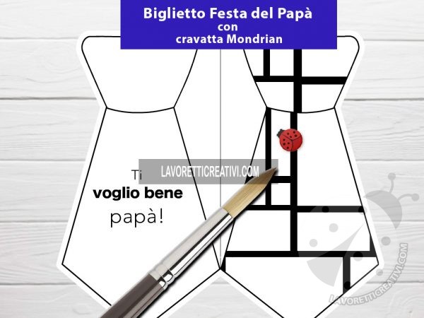 biglietto festa del papà con cravatta Mondrian