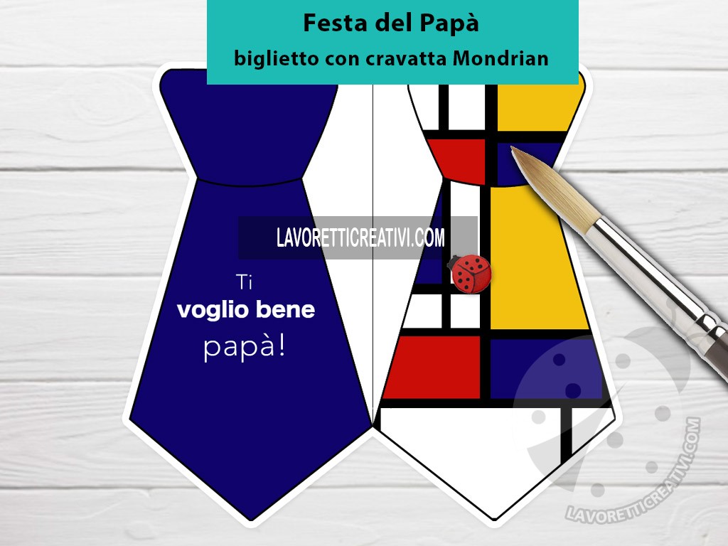 Biglietto Festa del Papà con cravatta Mondrian