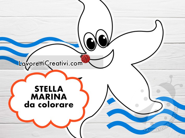 Disegno di una stella marina da colorare, semplice e divertente, con un design chiaro e facile per i bambini.