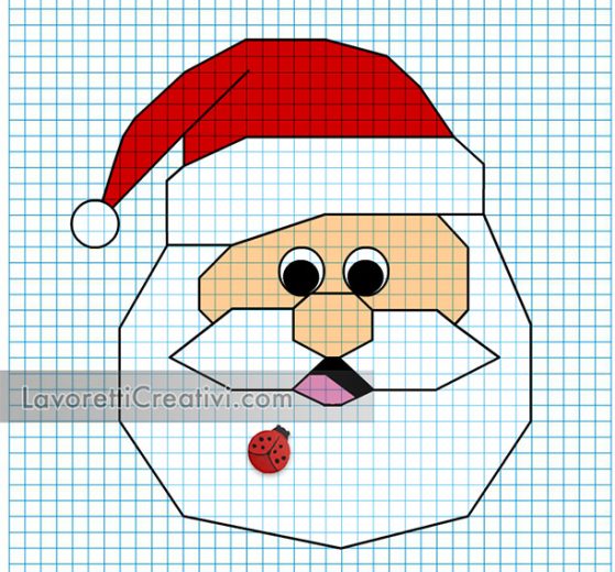 Disegni a quadretti di Babbo Natale 9 disegni quadretti babbo natale