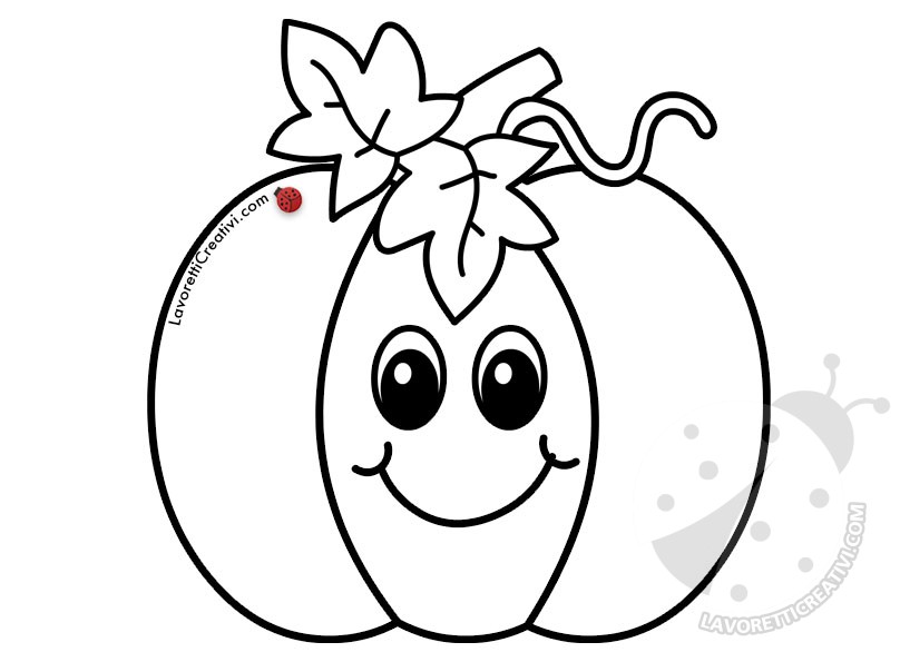 Zucca disegno sorridente con occhi e bocca da stampare e colorare.