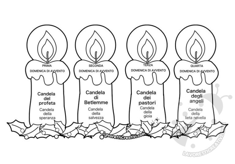La Storia Delle 4 Candele Dell'avvento Candele dell'Avvento da colorare - Lavoretti Creativi