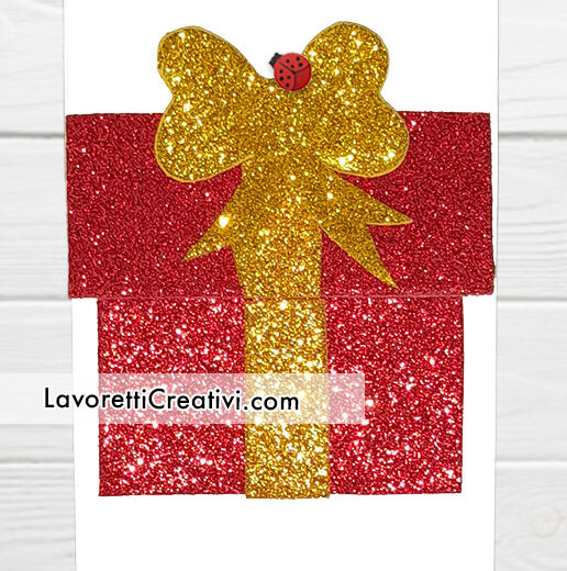 Biglietto di auguri a sorpresa 8 pacco regalo glitter
