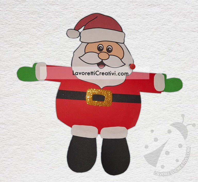 Decorazione Appesa Circolare con Babbo Natale di Legno