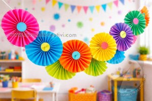 ghirlanda con rosoni colorati