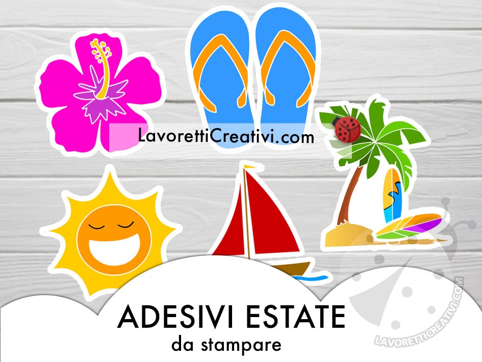 Adesivi Estate da stampare 7 Adesivi Estate da stampare e ritagliare.
