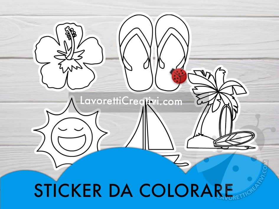 Sticker estate in bianco e nero da colorare
