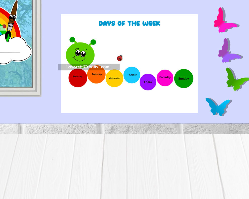 I Giorni Della Settimana In Inglese Bruco con i giorni della settimana in inglese - Lavoretti Creativi