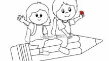 bambini che volano sulla matita