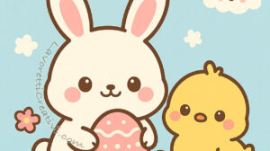 auguri di pasqua kawaii