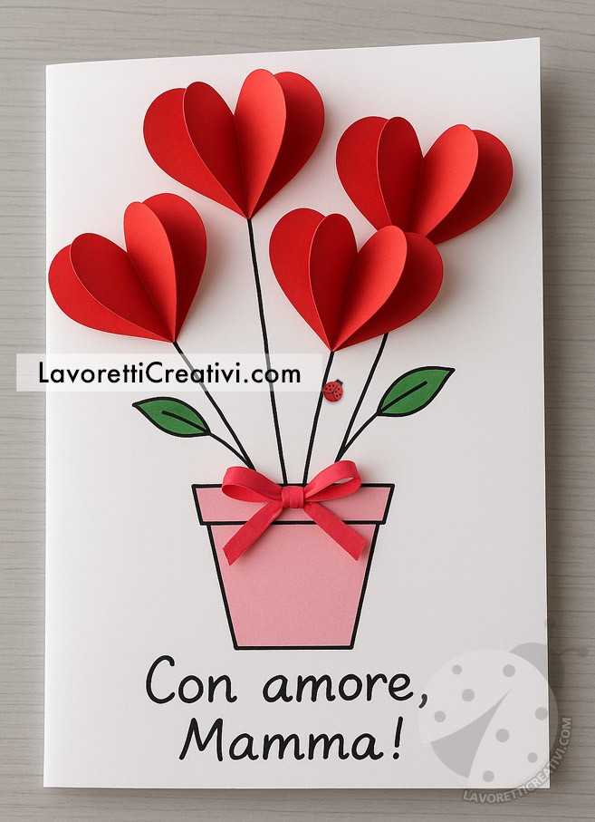 biglietto mamma vaso con cuori