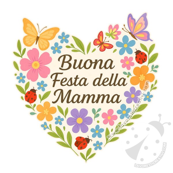 Biglietto Festa Della Mamma Con Cuore Floreale | Old English Co. | Cartoncino Spesso | Busta Inclusa