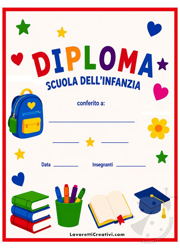 Diplomi per la scuola dell’infanzia 10 diploma infanzia festa fine anno