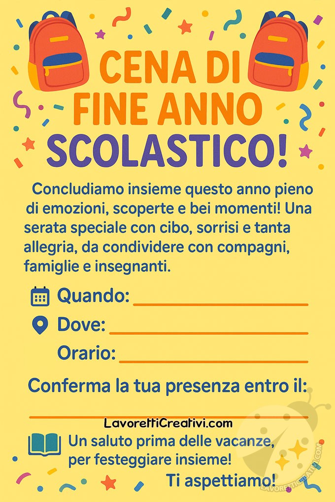 invito digitale cena fine anno scuola