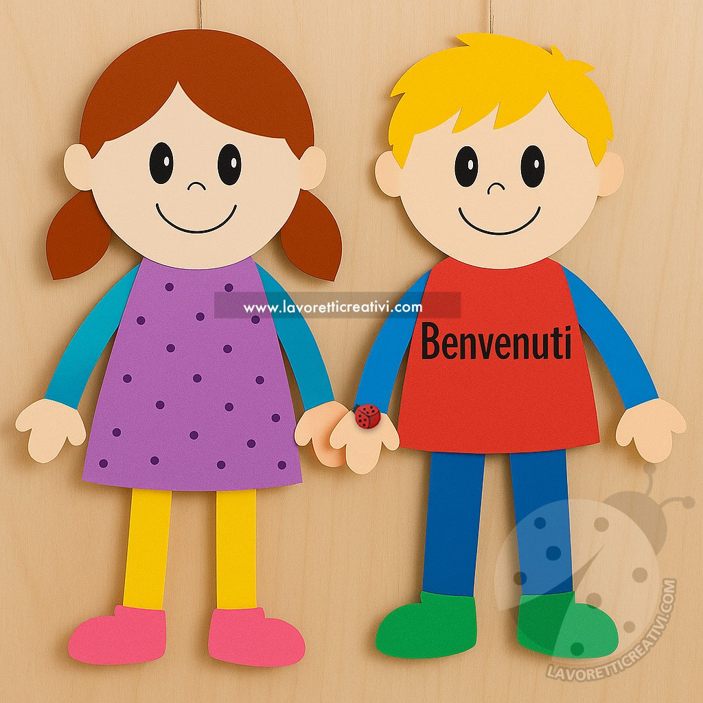 Bambini di carta per dare il benvenuto da appendere a scuola