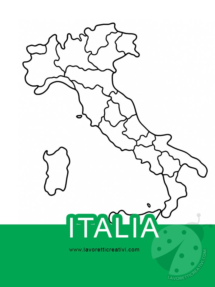 Cartina Italia – mappa Italia in bianco e nero dell’Italia da stampare e colorare