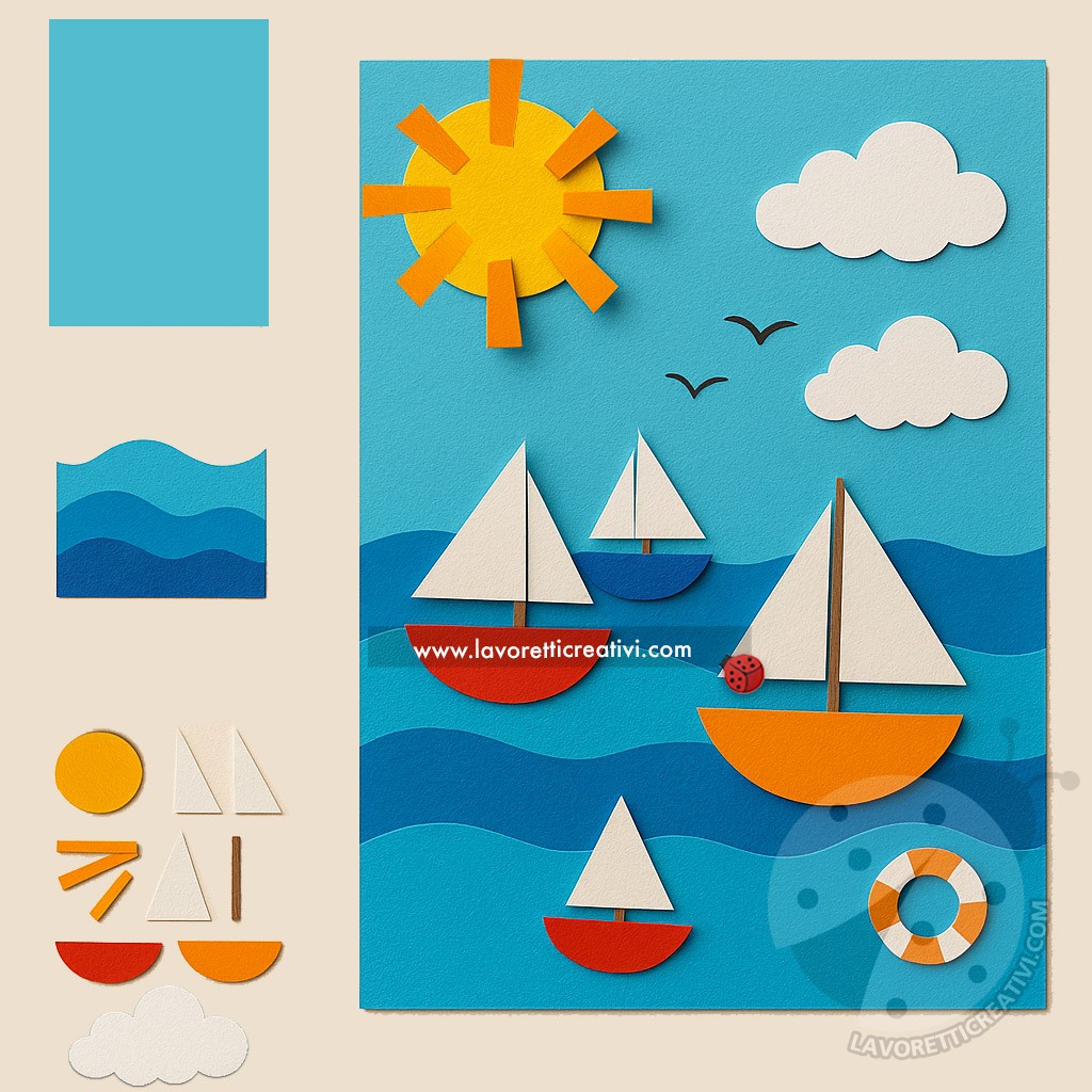 collage barche sul mare