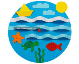 mare con onde di carta 3d