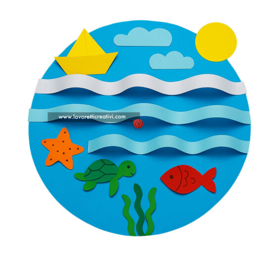 Onde del mare di carta in 3D 8 mare con onde di carta 3d