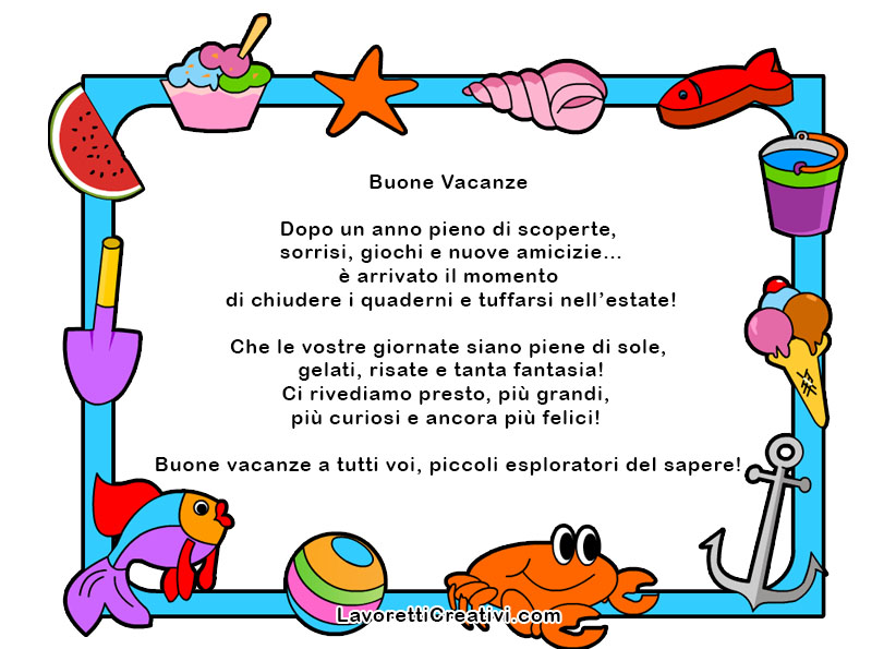 Buone vacanze bambini: saluto di fine scuola da stampare 7 Saluto di buone vacanze per bambini di fine scuola da stampare