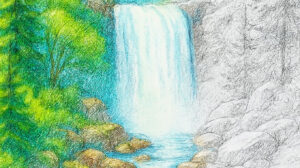 cascata nel bosco disegno
