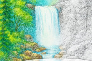 cascata nel bosco disegno